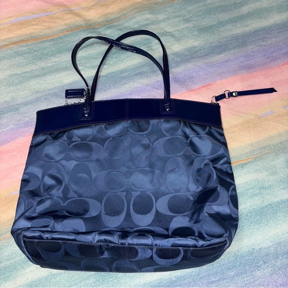 Coach Blue Patent Leather/ Nylon Tote Bag - Picture 2 of 9